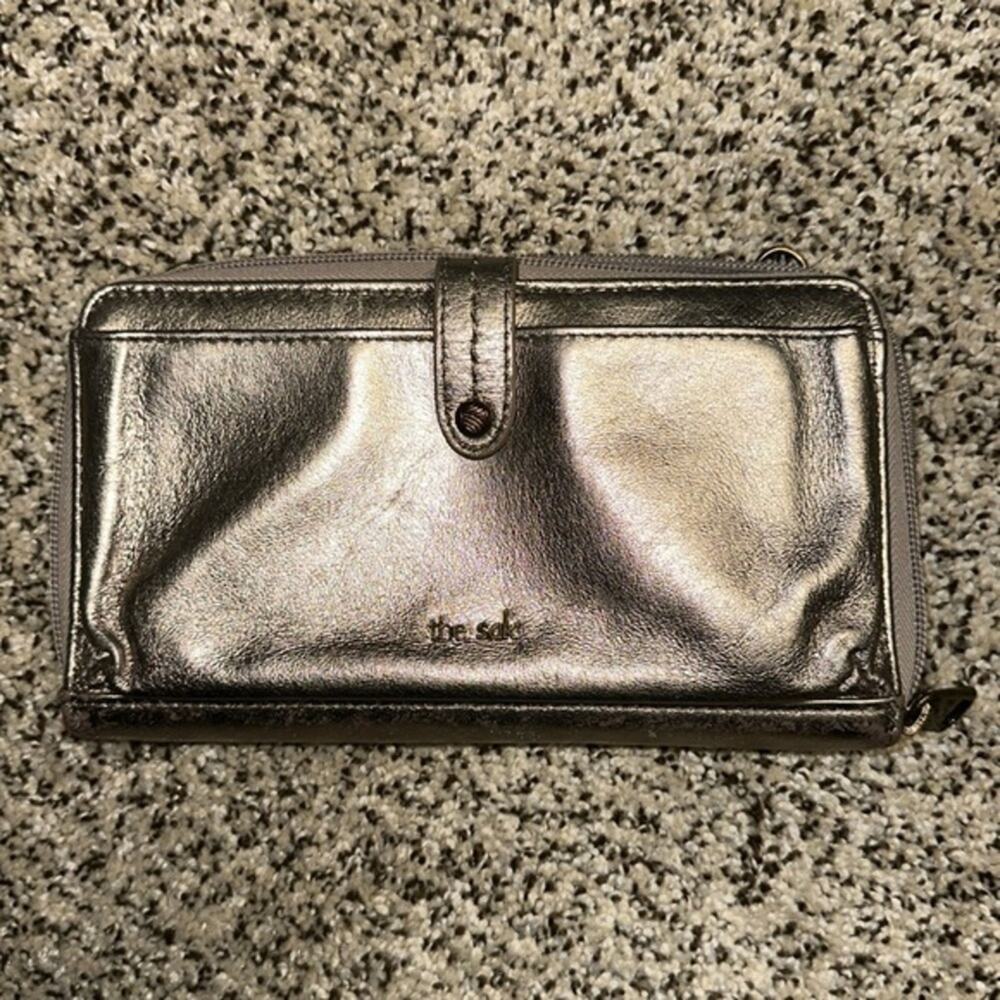 The Sak Metallic Silver/Gold Leather Wallet Wristlet